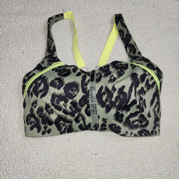 Victoria’s Secret Knockout Sports Bra Green Leopard Women Size 32DDD High Impact - Picture 1 of 8